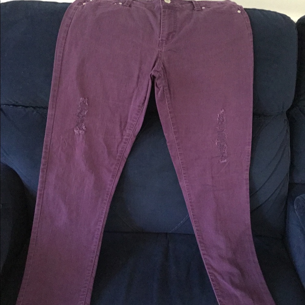 (2) Pair Distressed Color Jeans